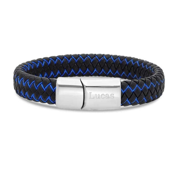 Bracelet homme personnalisé en cuir tressé bicolore