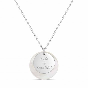 Collier médaille nacre et...