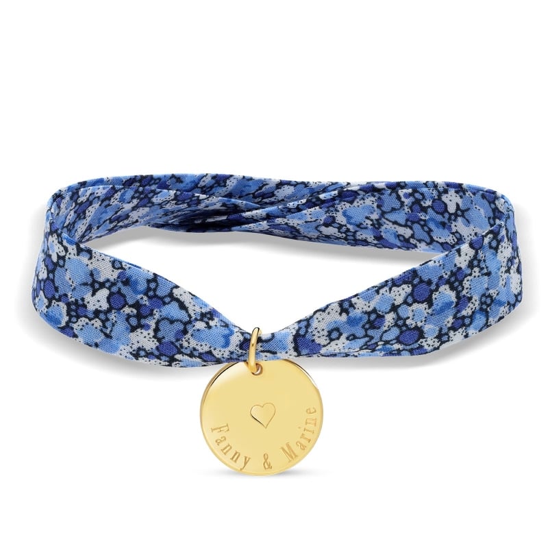 Bracelet personnalisé liberty ruban avec médaille 15 mm Plaqué Or