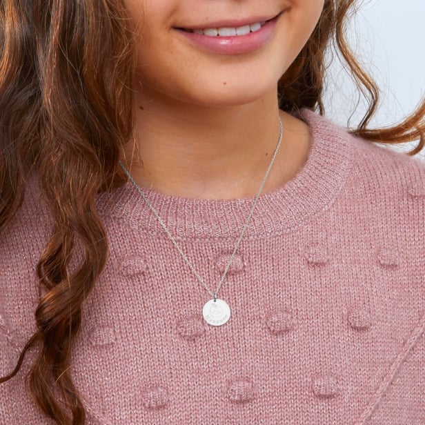 Collier personnalisé enfant médaille dessin pomme, argent