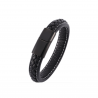 Bracelet homme personnalisé en cuir noir tressé