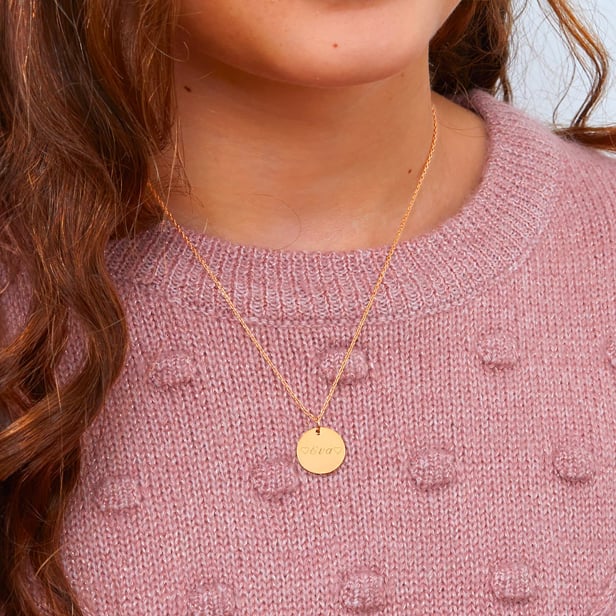 Collier enfant médaille personnalisée, plaqué or