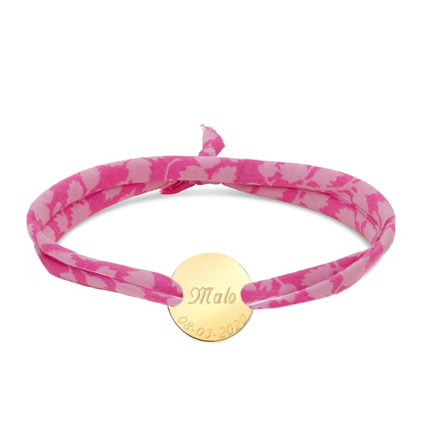 Bracelet liberty enfant médaille personnalisée en Plaqué Or