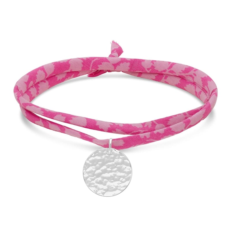 Bracelet liberty et médaille 15 mm Argent martelée