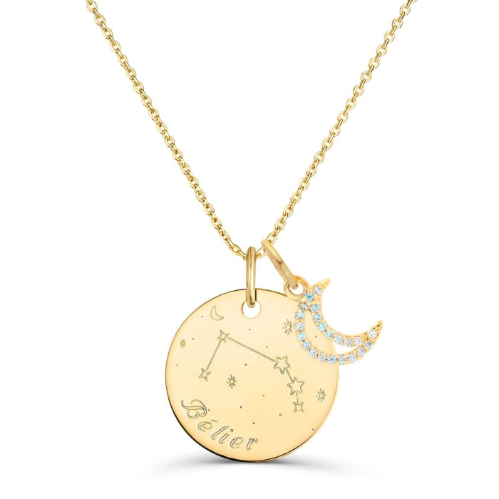 Pendentif Médaille Ancien Plaqué Or Avec Breloque Main Et Strass - Occasion - Vintage