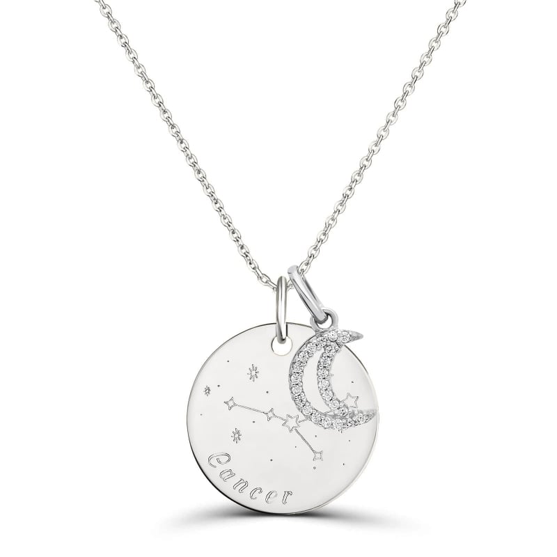 Collier personnalisé signe astrologique avec constellation gravée sur la médaille