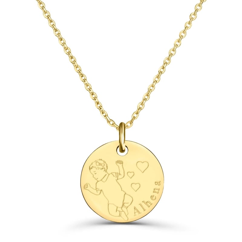 Médaille de naissance personnalisée en plaqué or.