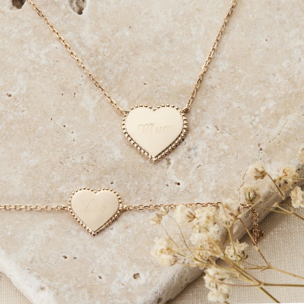 Collier personnalisé médaillon Plaqué Or en forme de cœur