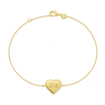 Packshot du bracelet personnalisé médaillon Plaqué Or en forme de cœur