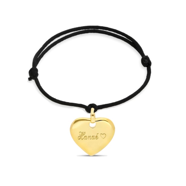 Bracelet cordon et pendentif cœur en Plaqué Or personnalisé pour enfant