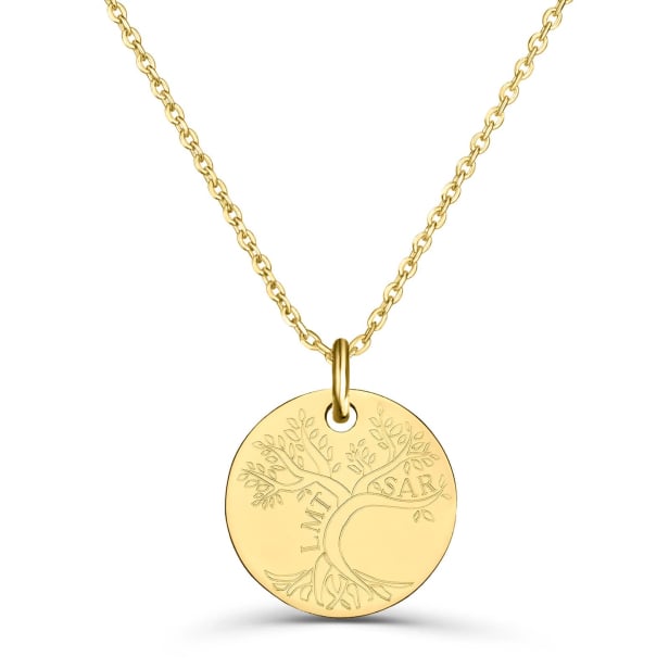 Collier personnalisé arbre de vie en plaqué or Collier personnalisé arbre de vie en plaqué or