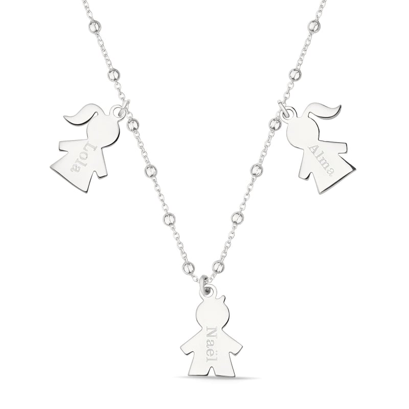 Collier personnalisé avec charms fille/garçon, argent