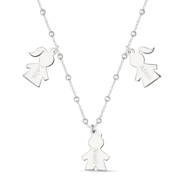 Collier personnalisé avec charms fille/garçon, argent