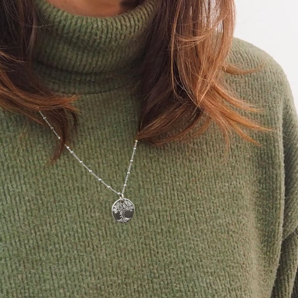 Collier personnalisé dessin arbre de vie, argent