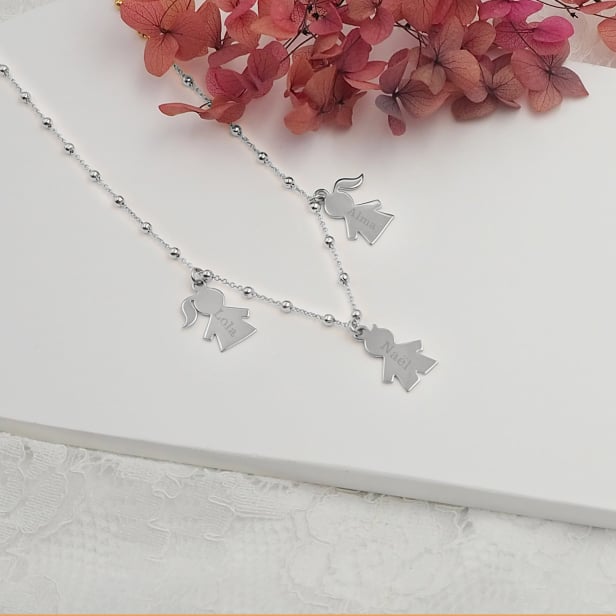Collier personnalisé avec charms fille/garçon, argent