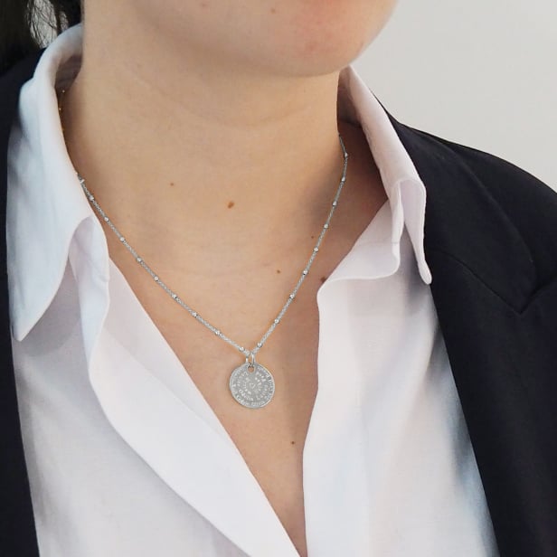 Collier personnalisé dessin liste prénoms, argent