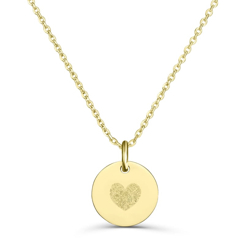 Collier personnalisé dessin empreinte coeur, plaqué or