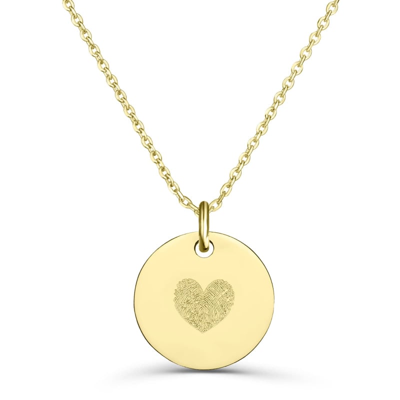 Collier coeur empreinte personnalisé plaqué or - grand format