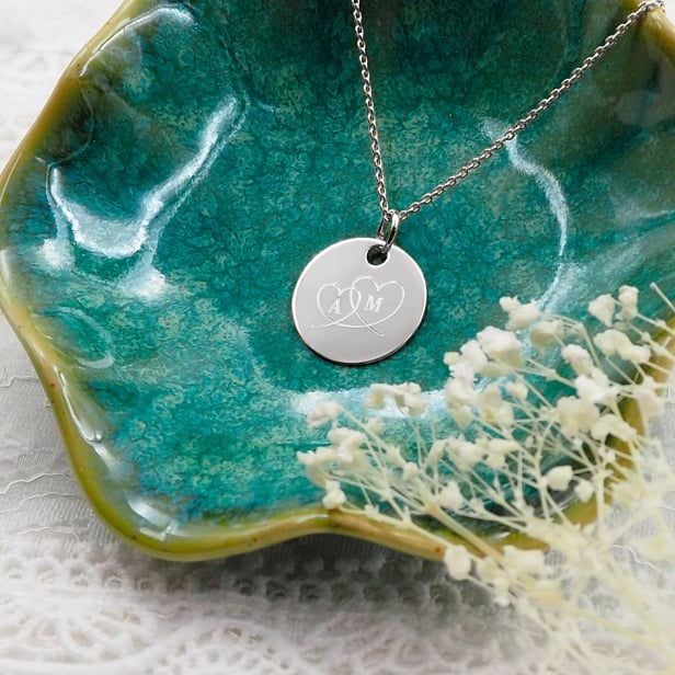 Collier personnalisé dessin coeurs entrelacés, argent