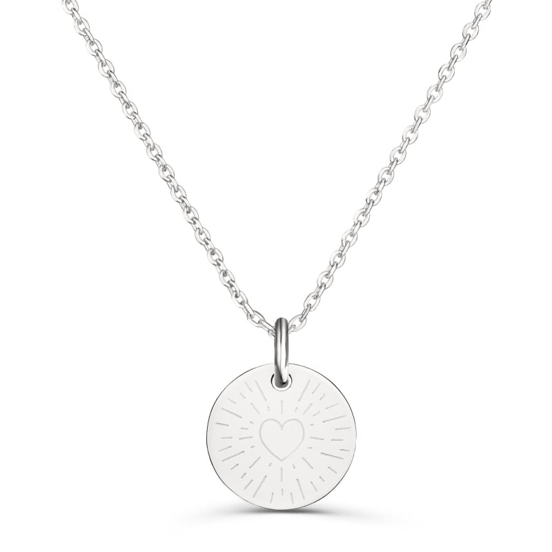Collier personnalisé dessin coeur scintillant, argent