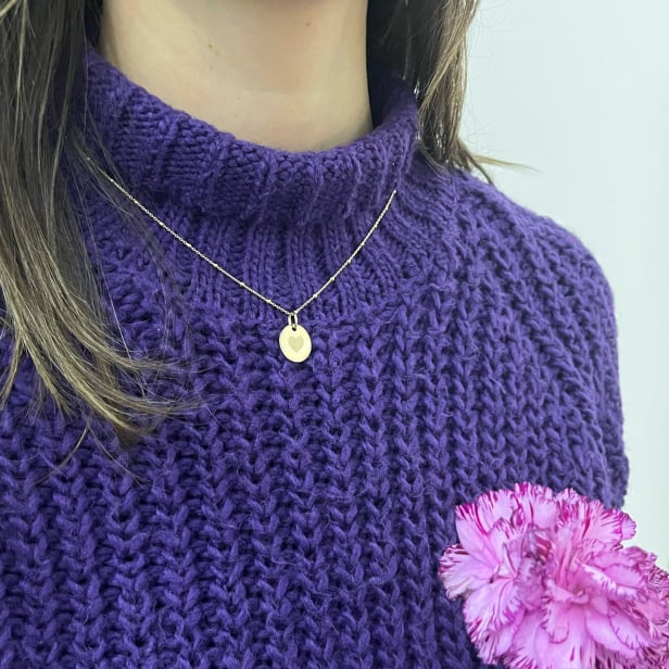 Collier personnalisé dessin empreinte coeur, plaqué or