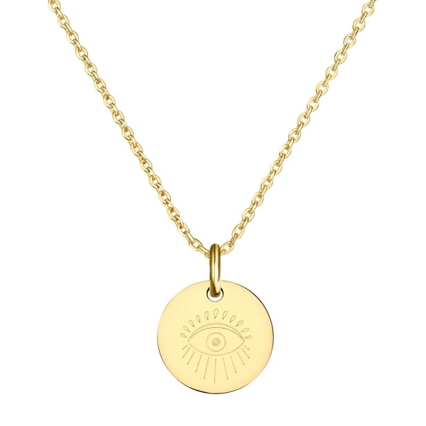 Collier personnalisé dessin Oeil de protection, plaqué or