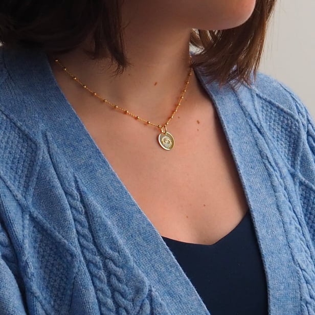 Collier personnalisé dessin Oeil de protection, plaqué or