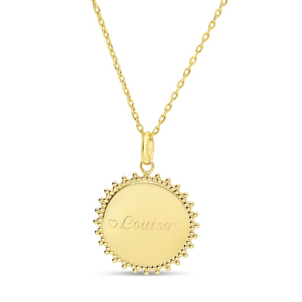 Collier personnalisé grande médaille soleil Collier personnalisé grande médaille soleil