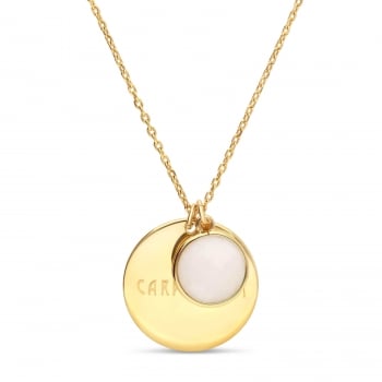 Packshot du collier personnalisé médaille Plaqué Or et pierre blanche