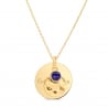 Collier grande médaille et son pendentif martelé et pierre bleue