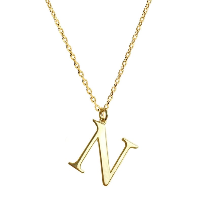 Collier charm lettre plaqué or