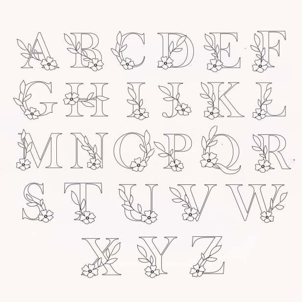 Bracelet initiale florale gravée, argent