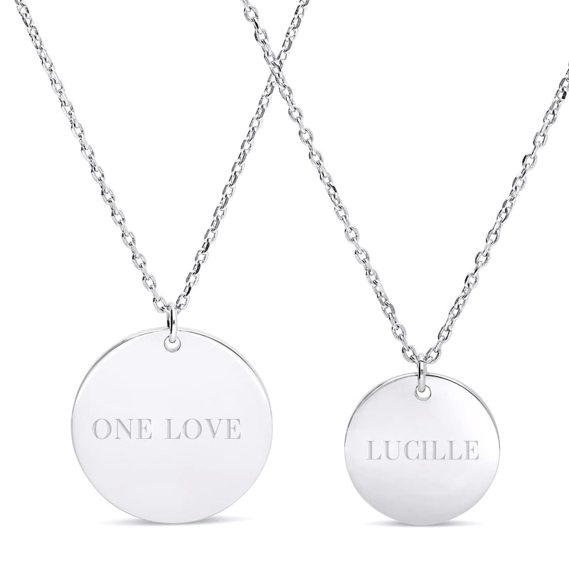 Colliers duo mère-enfant personnalisables à graver, argent