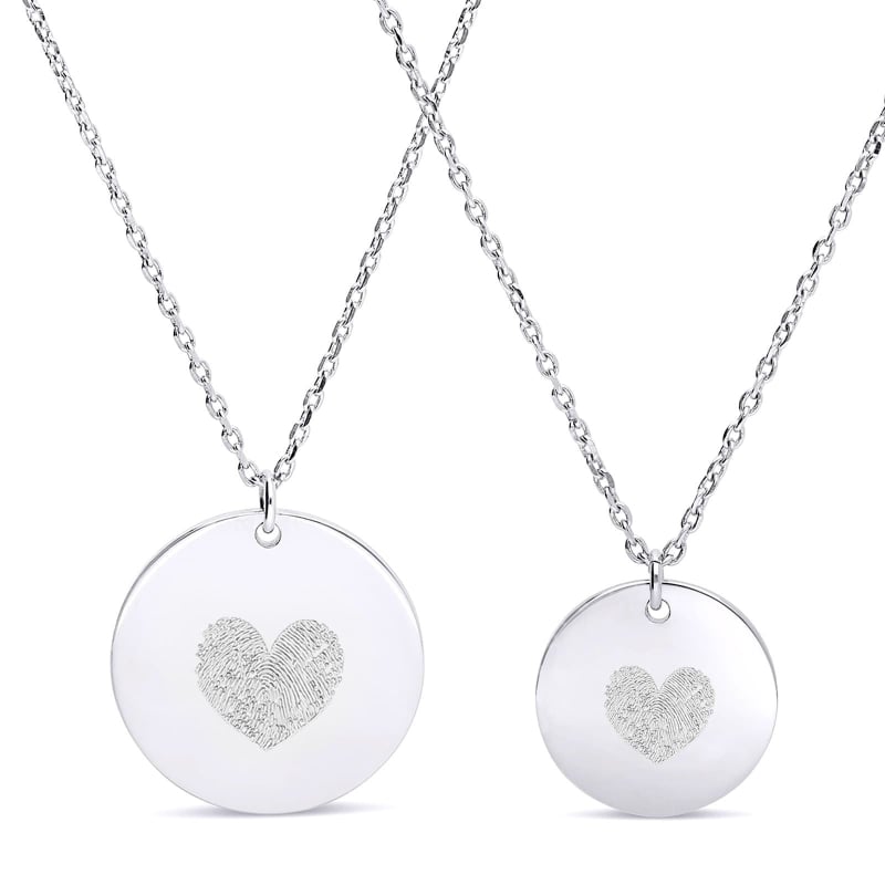 Colliers duo empreinte cœur personnalisables, argent
