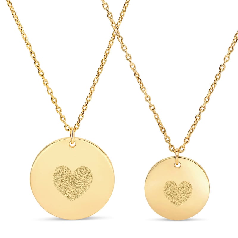 Colliers duo empreinte cœur personnalisables, plaqué or
