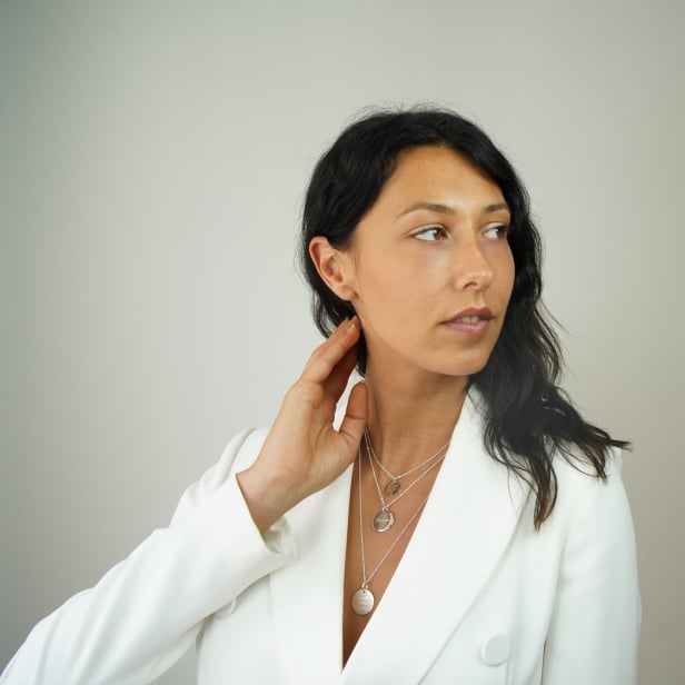 Collier personnalisé médaille bombée, argent