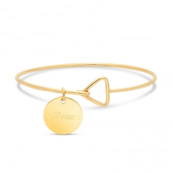 Packshot du jonc fin médaille personnalisée en Plaqué Or - fermoir triangle