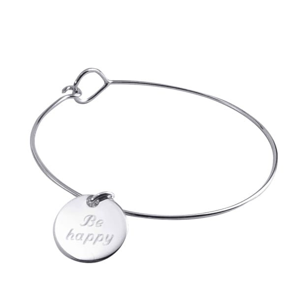 Packshot du jonc fin médaille personnalisée - fermoir goutte en Argent Packshot du jonc fin médaille personnalisée - fermoir goutte en Argent
