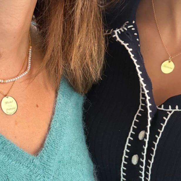 Colliers duo mère-enfant personnalisés, plaqué or