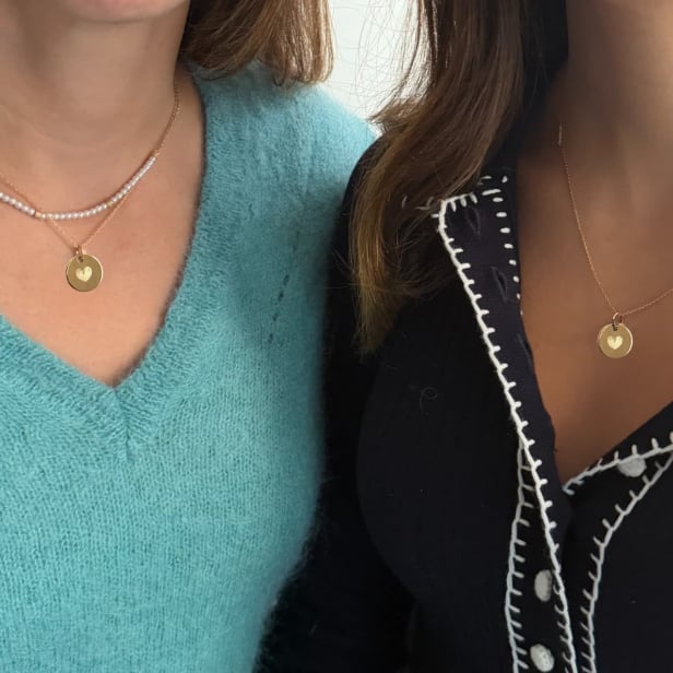 Colliers duo empreinte cœur personnalisables, plaqué or