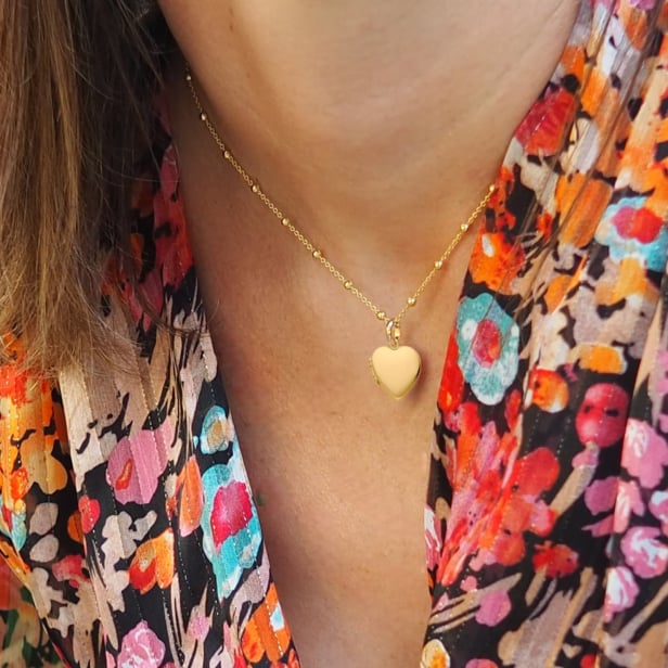 Collier cœur personnalisable à graver, plaqué or