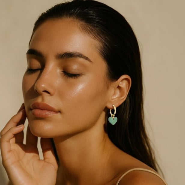 Boucles d’oreilles coeur en résine, acier inoxydable