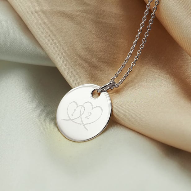 Collier personnalisé dessin coeurs entrelacés, argent