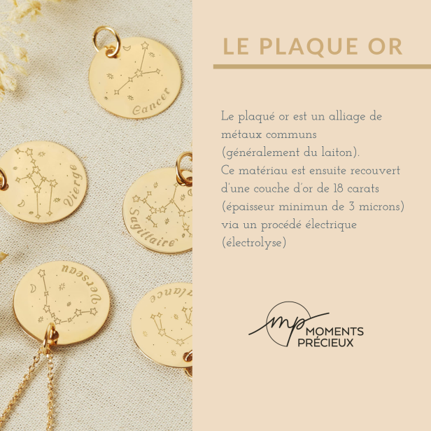 Collier personnalisé dessin bébé garçon, plaqué or