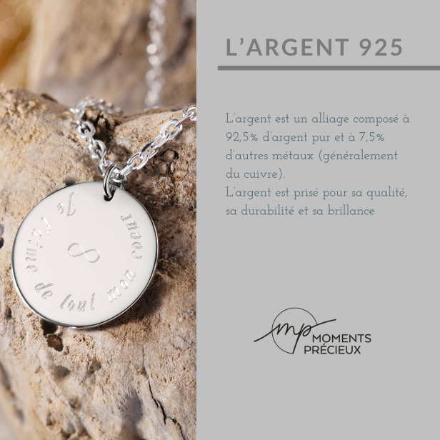 Collier astro homme médaille gravée Vierge, argent