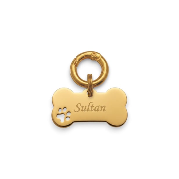 Médaille os empreinte ajourée pour chien, doré
