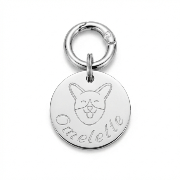 Médaille illustrée pour chien 25mm, argentée
