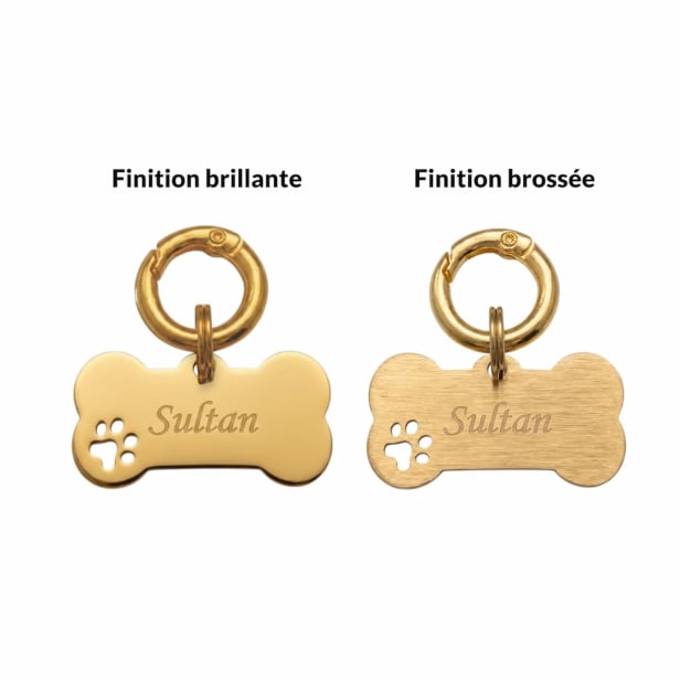 Médaille os empreinte ajourée pour chien, doré