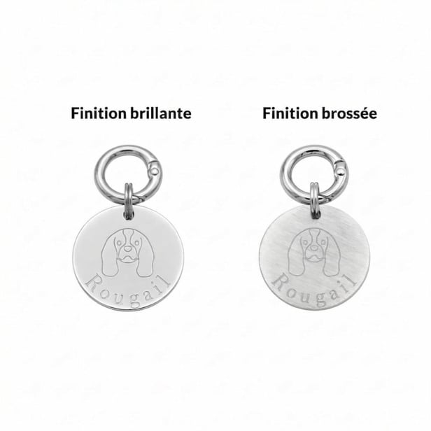 Médaille illustrée pour chien 30mm, argentée