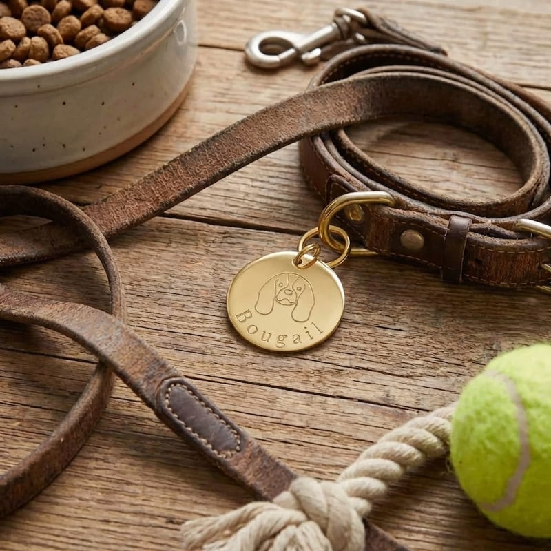 Médaille illustrée pour chien 30mm, dorée